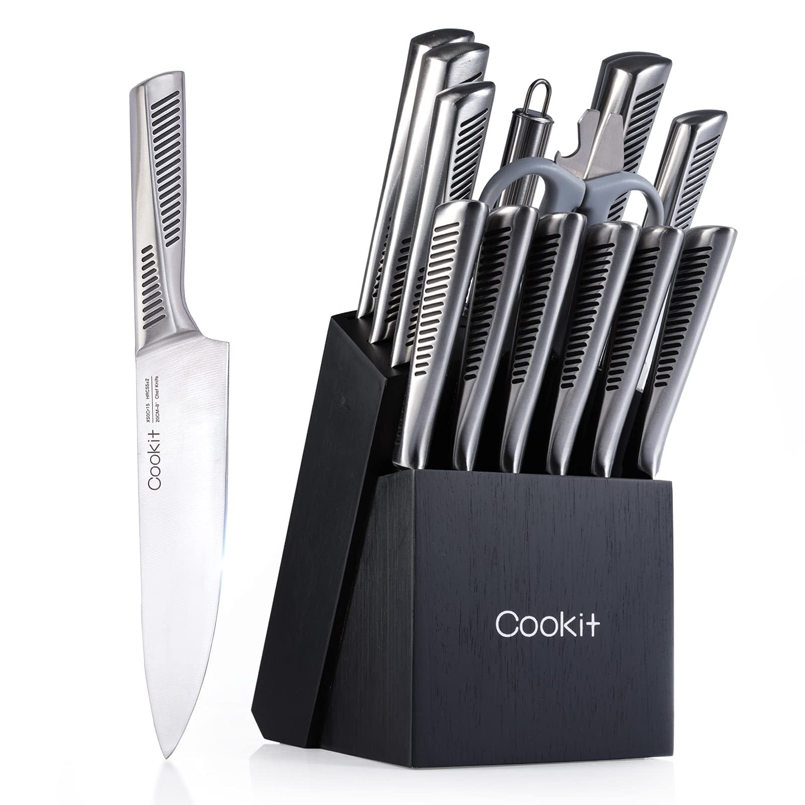 Kitchen Knife Set, 15-Piece Knife Block Set