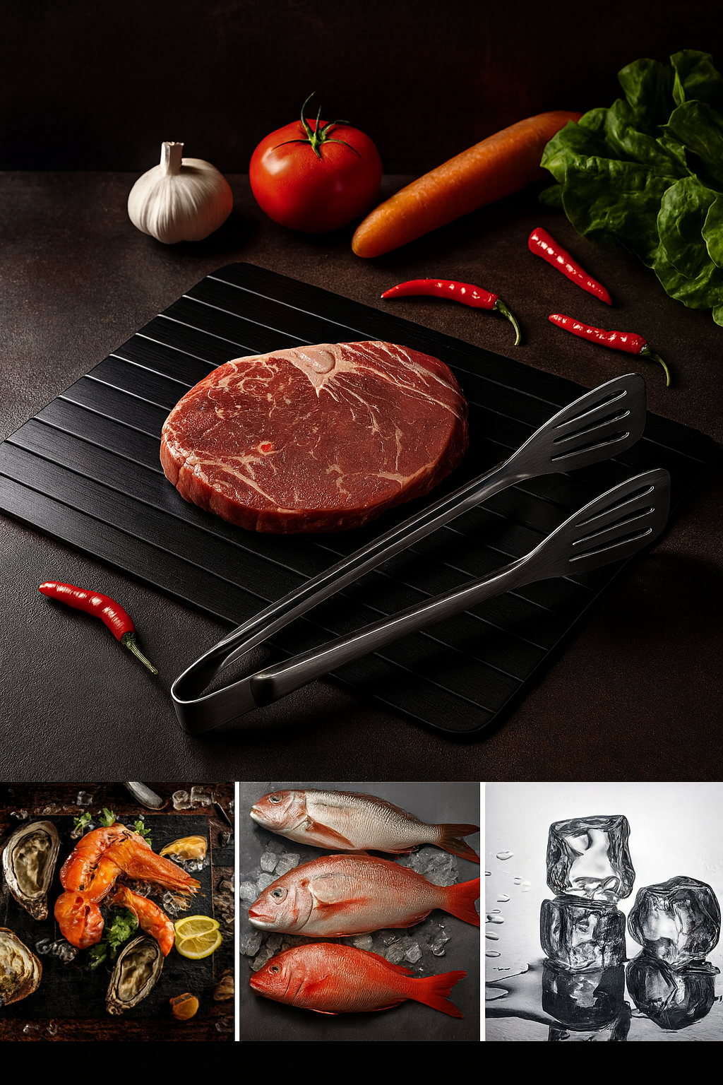 Fast Defrosting Tray – Rapid Thawing Board for Meat, Fish Lamp; Frozen Food