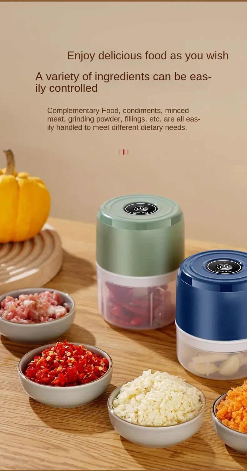 Electric Mini Garlic Chopper – USB Rechargeable Food Processor for Garlic, Ginger, Meat & Vegetables