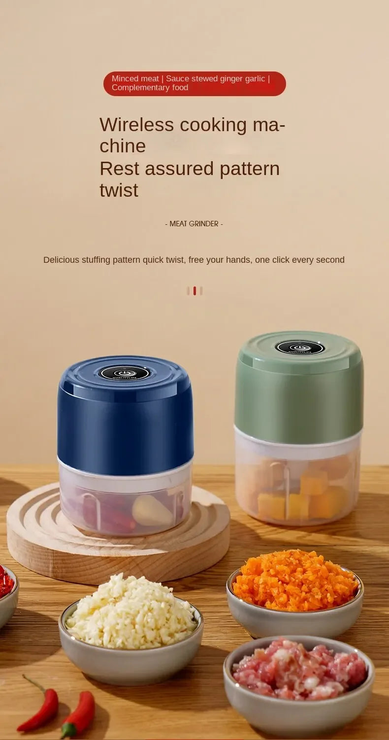 Electric Mini Garlic Chopper – USB Rechargeable Food Processor for Garlic, Ginger, Meat & Vegetables