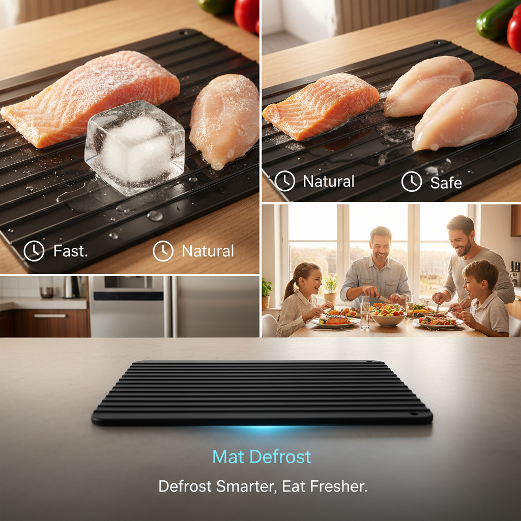 Fast Defrosting Tray – Rapid Thawing Board for Meat, Fish Lamp; Frozen Food