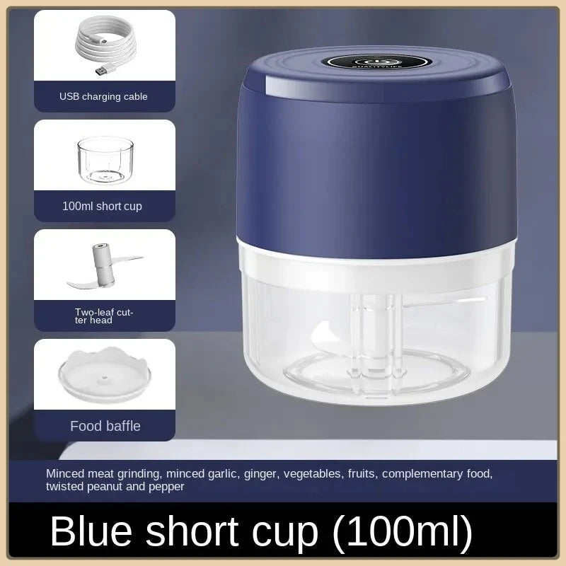 Electric Mini Garlic Chopper – USB Rechargeable Food Processor for Garlic, Ginger, Meat & Vegetables